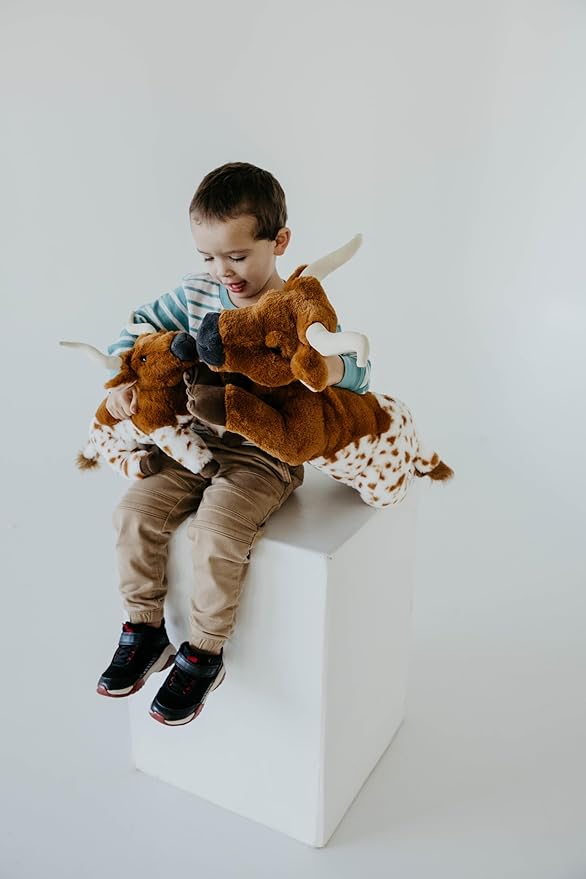 The Petting Zoo Longhorn Stuffed Animal Plushie, Gifts for Kids, Wild Onez Wildlife Animals, Longhorn Plush Toy 12 in.