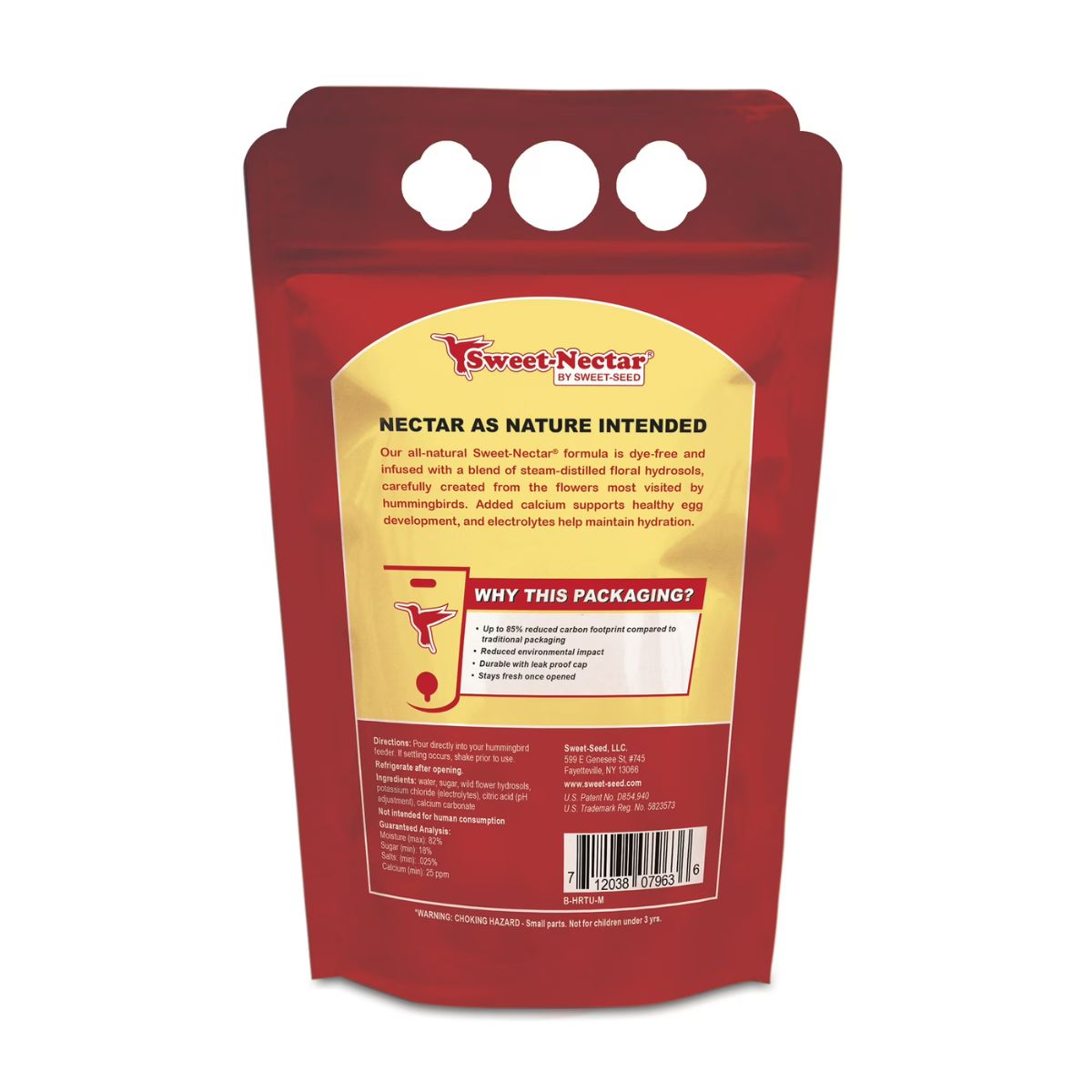 Sweet-Seed Sweet-Nectar Ready-to-Use Hummingbird Nectar, Dye-Free, 50.7 fl oz. Pouch