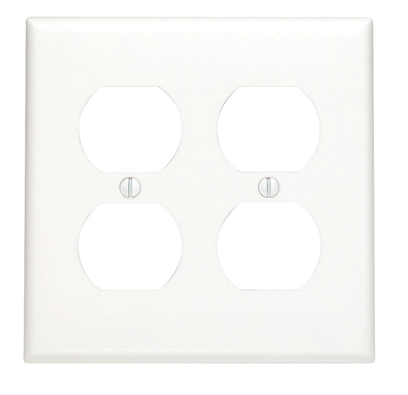 Leviton White 2 gang Nylon Duplex Outlet Wall Plate 1 pk