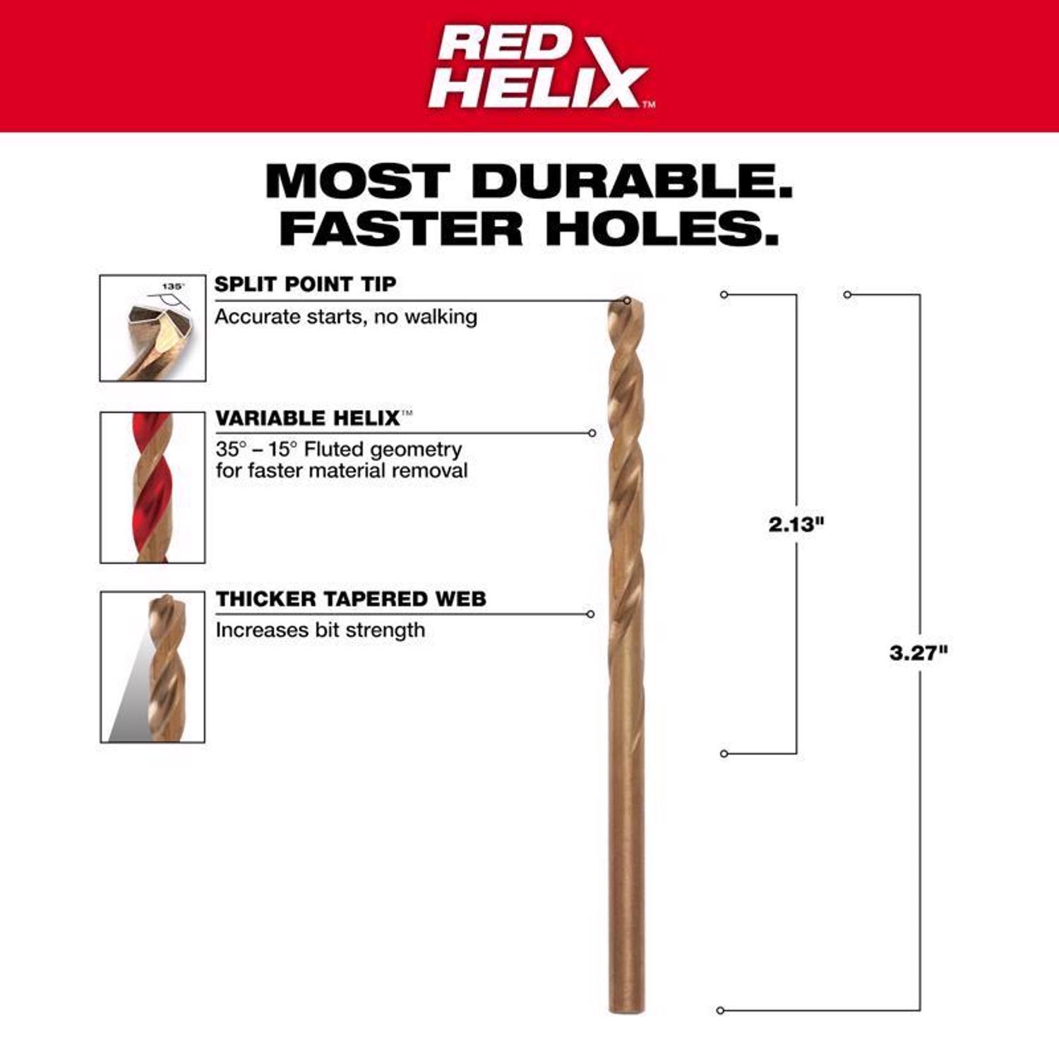 Milwaukee Red Helix 11/64 in. X 3-5/16 in. L Steel Thunderbolt Drill Bit Round Shank 1 pc