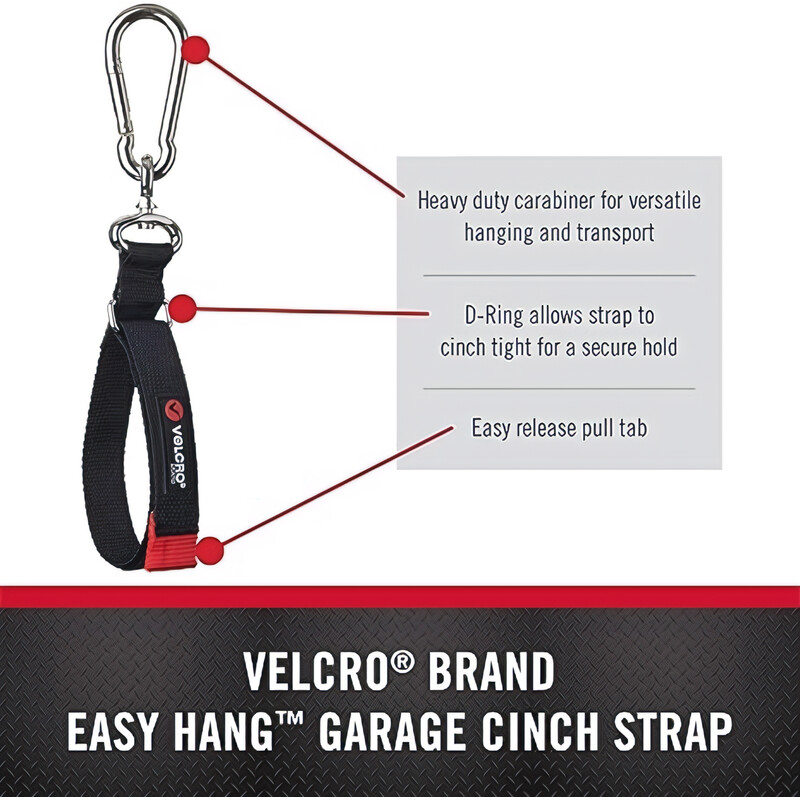 VELCRO Brand in. Black Hooks EASY HANG Cin. Strap Small 16 in. x 1 in. Hook loop fastener