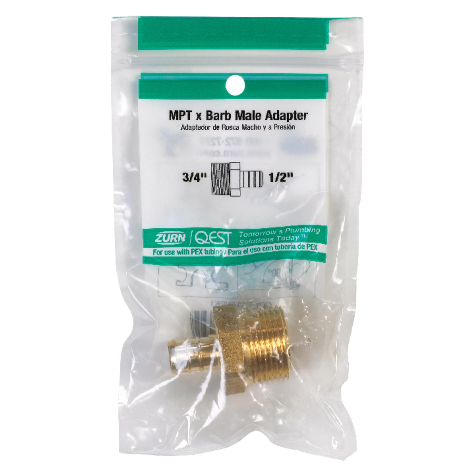 SharkBite Push to Connect 1/2 in. Barb each X 3/4 in. D MPT Brass 90 Degree Elbow