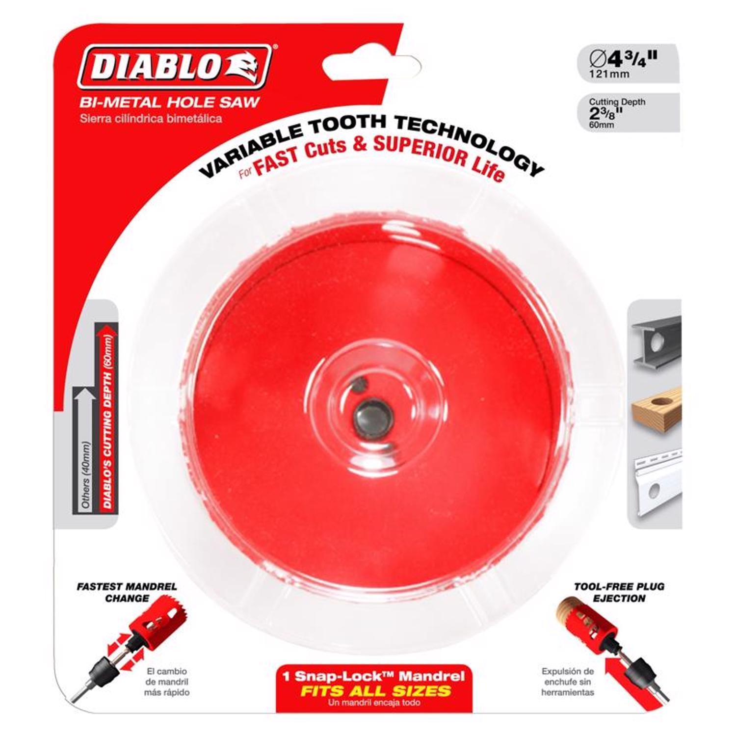 Diablo Snap-Lock Plus 4-1/2 in. Bi-Metal Hole Saw 1 pc