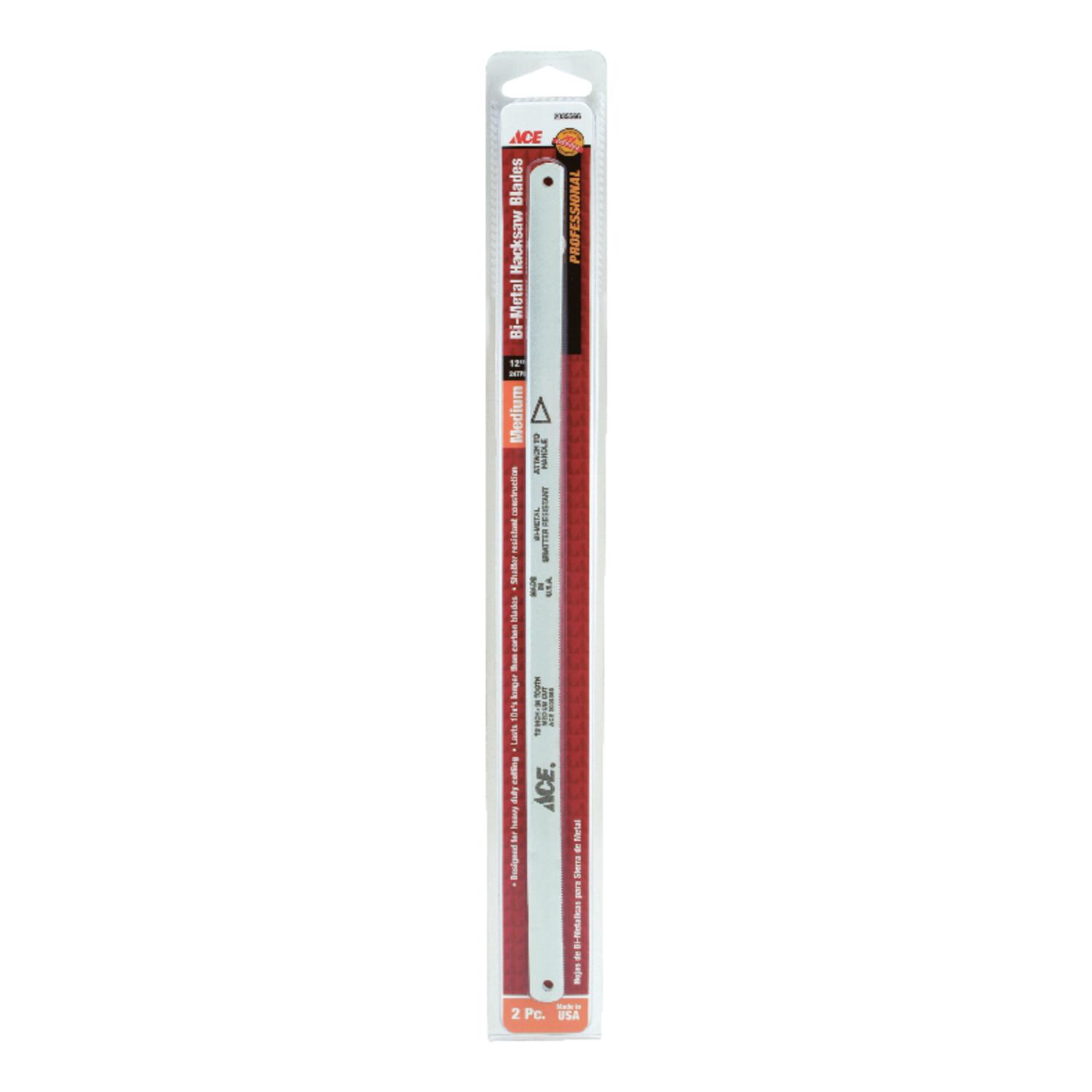 Ace 12 in. Bi-Metal Hacksaw Blade Set 24 TPI 2 pk