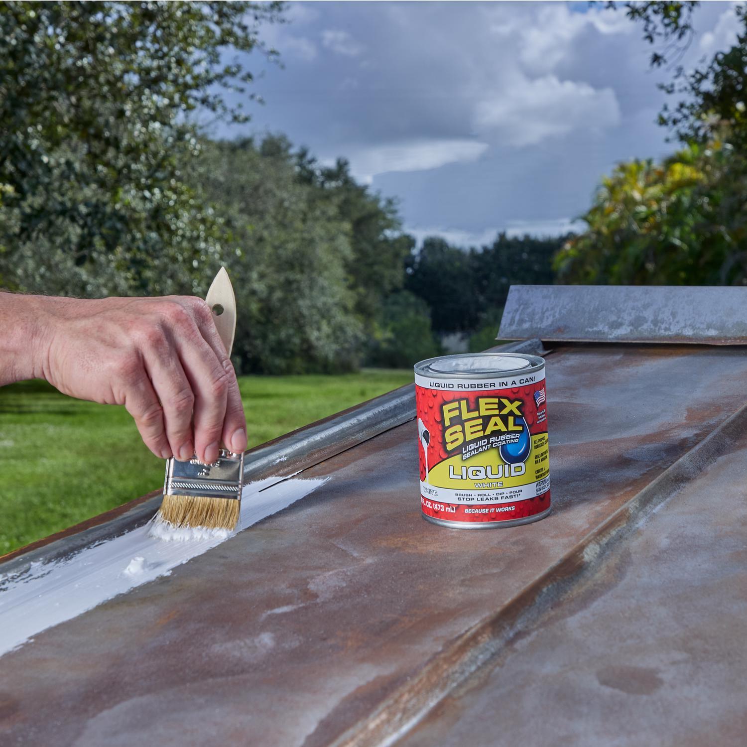 Flex Seal Family of Products Flex Seal White Liquid Rubber Sealant Coating 16 oz