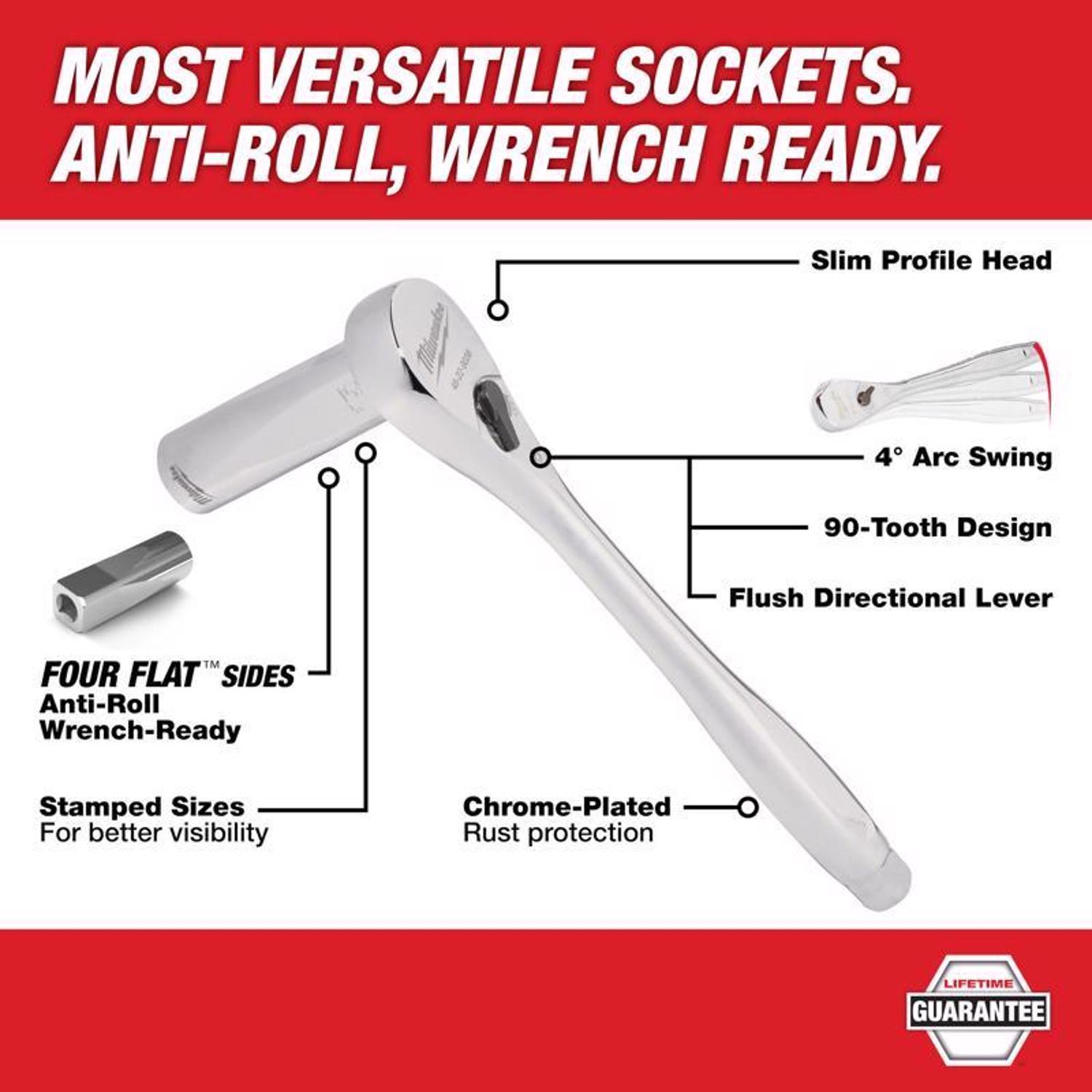 Milwaukee 3/8 in. drive Metric/SAE Mechanics Socket and Ratchet Set 56 pc