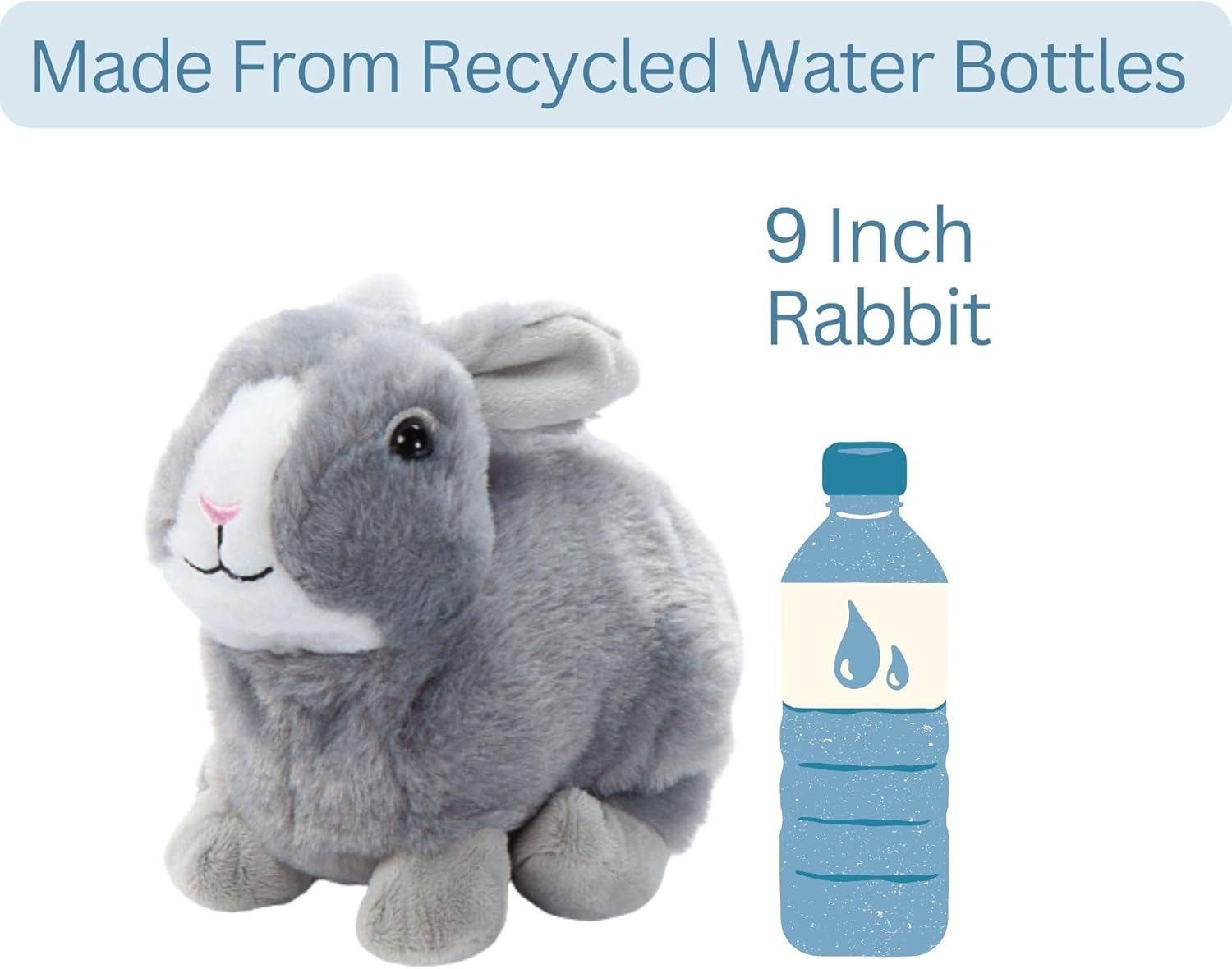 The Petting Zoo Grey Rabbit Stuffed Animal Plushie 9 in.