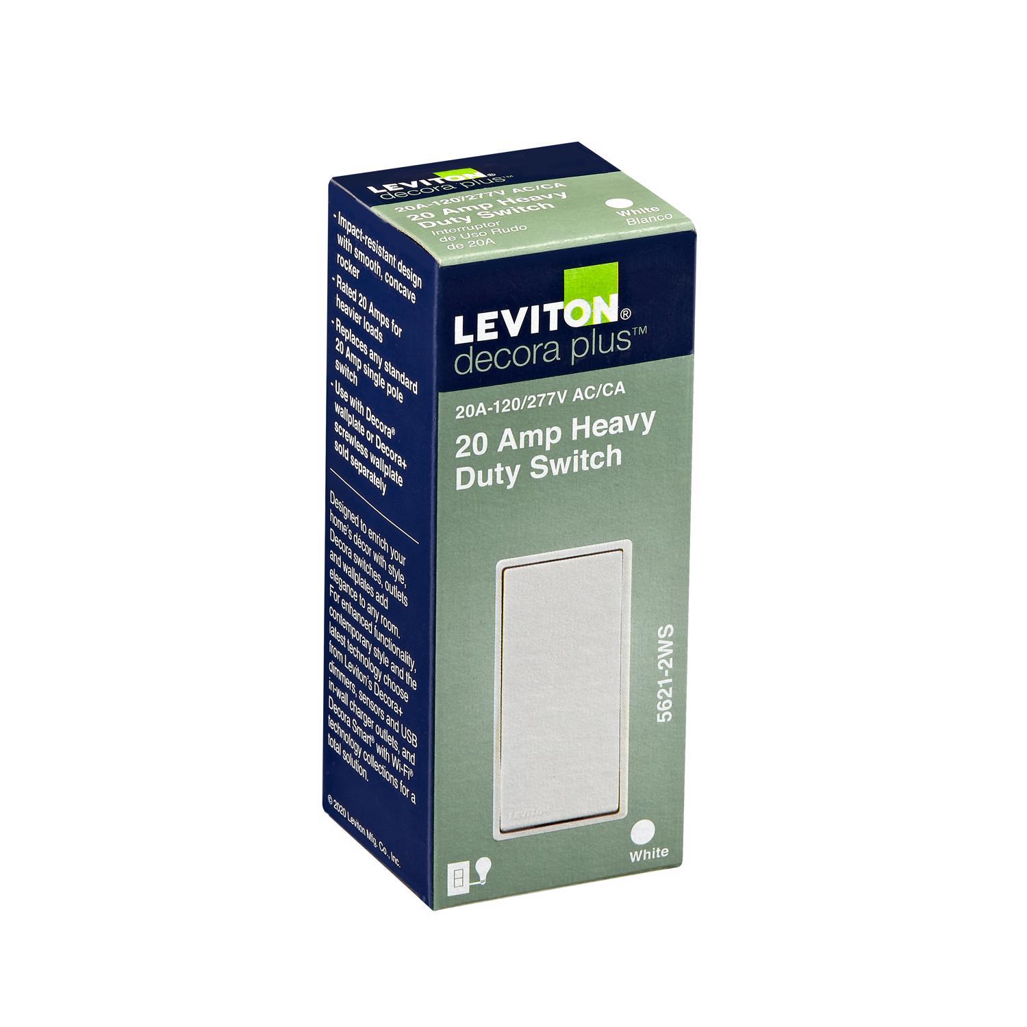 Leviton Decora 20 amps Single Pole Rocker AC Quiet Switch White 1 pk