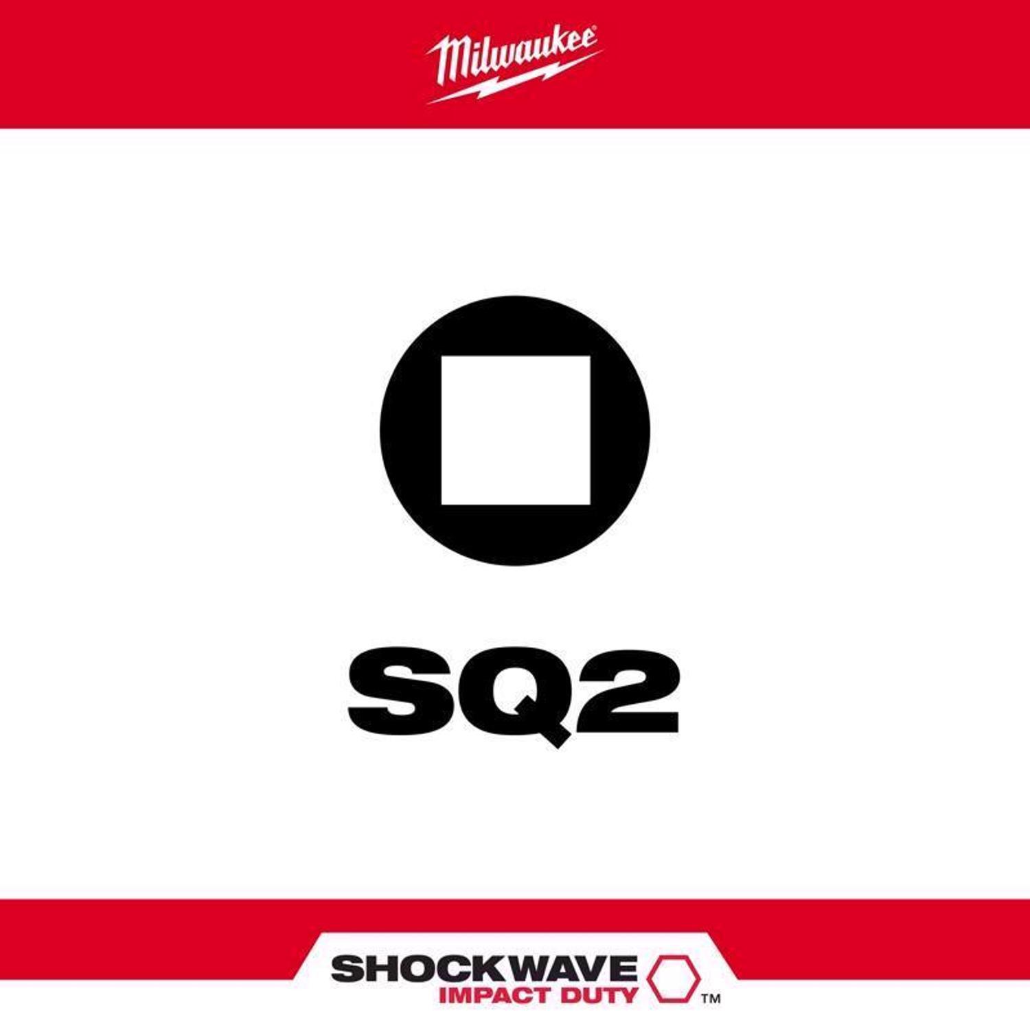 Milwaukee Shockwave Square #2 X 1 in. L Screwdriver Bit Steel 2 pk