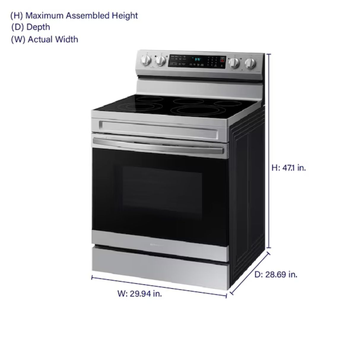 Samsung 30-in Glass Top 5 burners 6.3-cu ft Air Fry Convection Oven Freestanding Electric Range