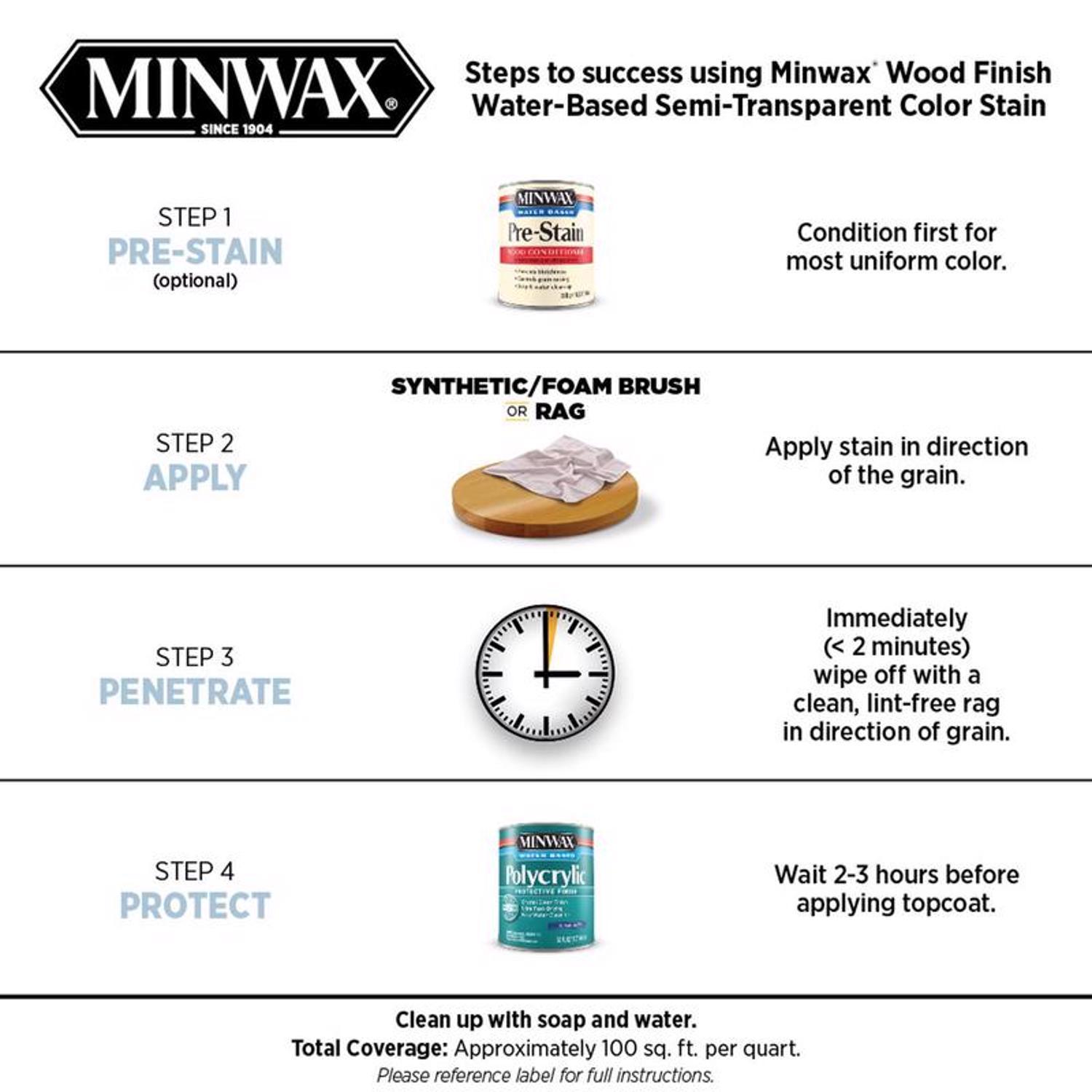 Minwax Wood Finish Water-Based Semi-Transparent True Black Water-Based Acrylic Emulsion Wood Finish
