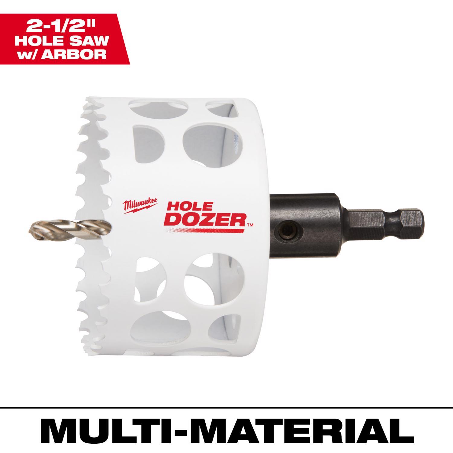 Milwaukee Hole Dozer 2-1/2 in. Bi-Metal 3.5 in. L X 3/8 in. D Hole Saw with Arbor and Pilot Bit Arbo