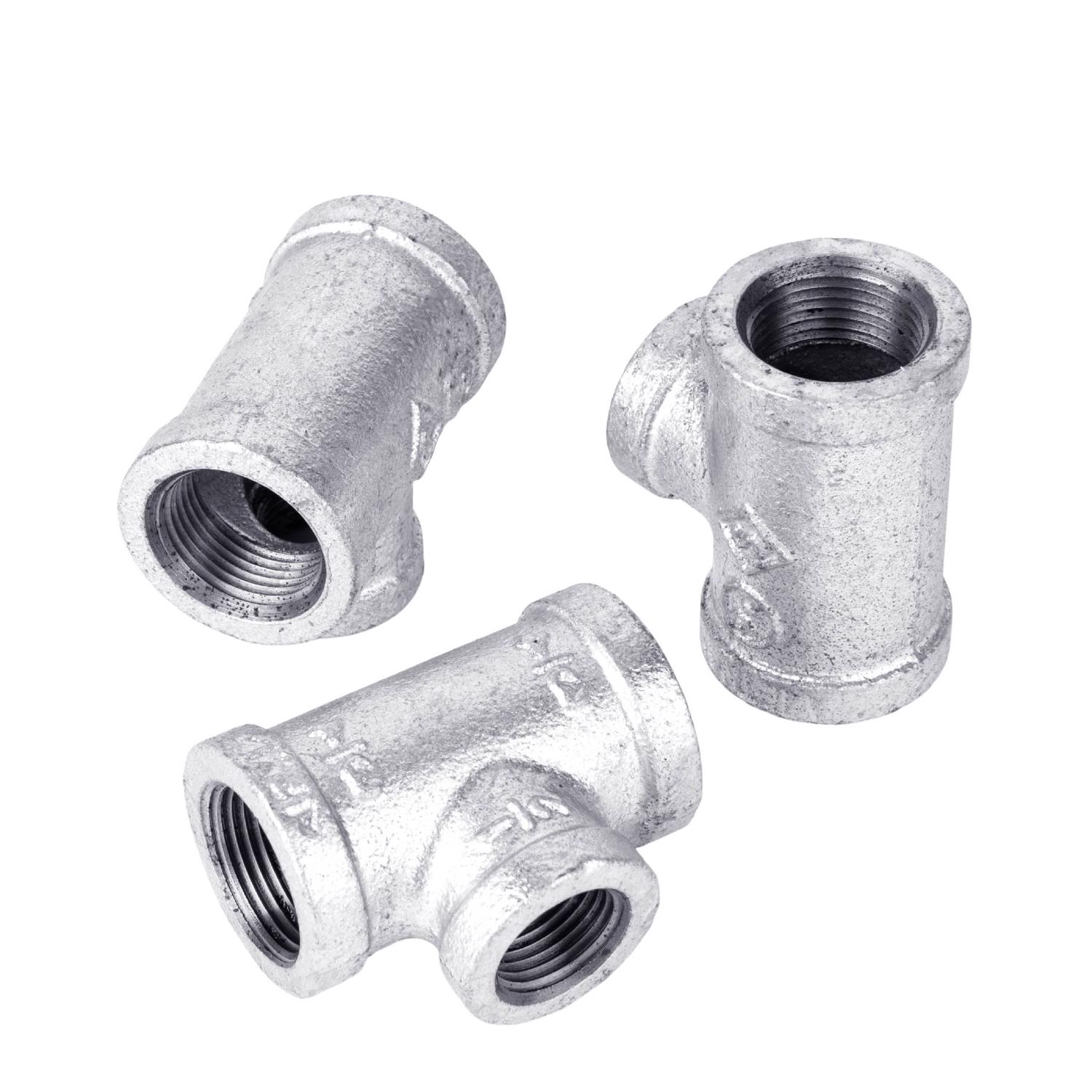 STZ Industries 3/4 in. FIP X 3/4 in. D FIP 1/2 in. D FIP Galvanized Malleable Iron Tee