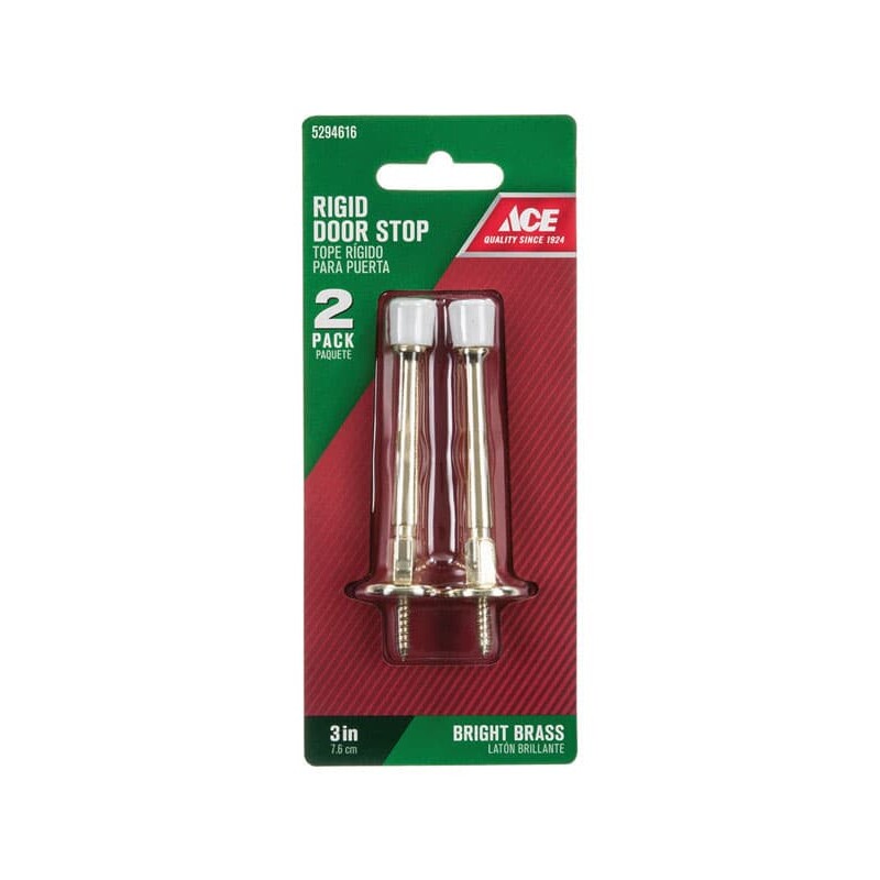 Ace 3 in. W Metal Bright Gold Rigid Door Stop Mounts to door and wall 1/8 in.