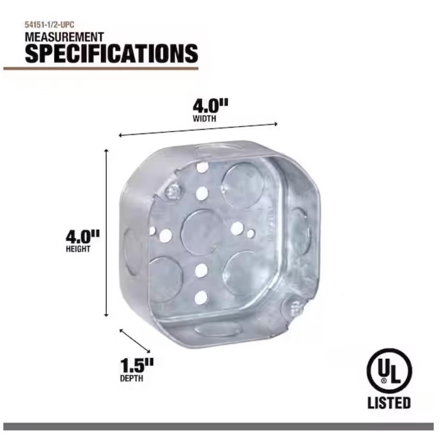 Southwire Old Work 14 cu in Octagon Galvanized Steel Box Mount Silver