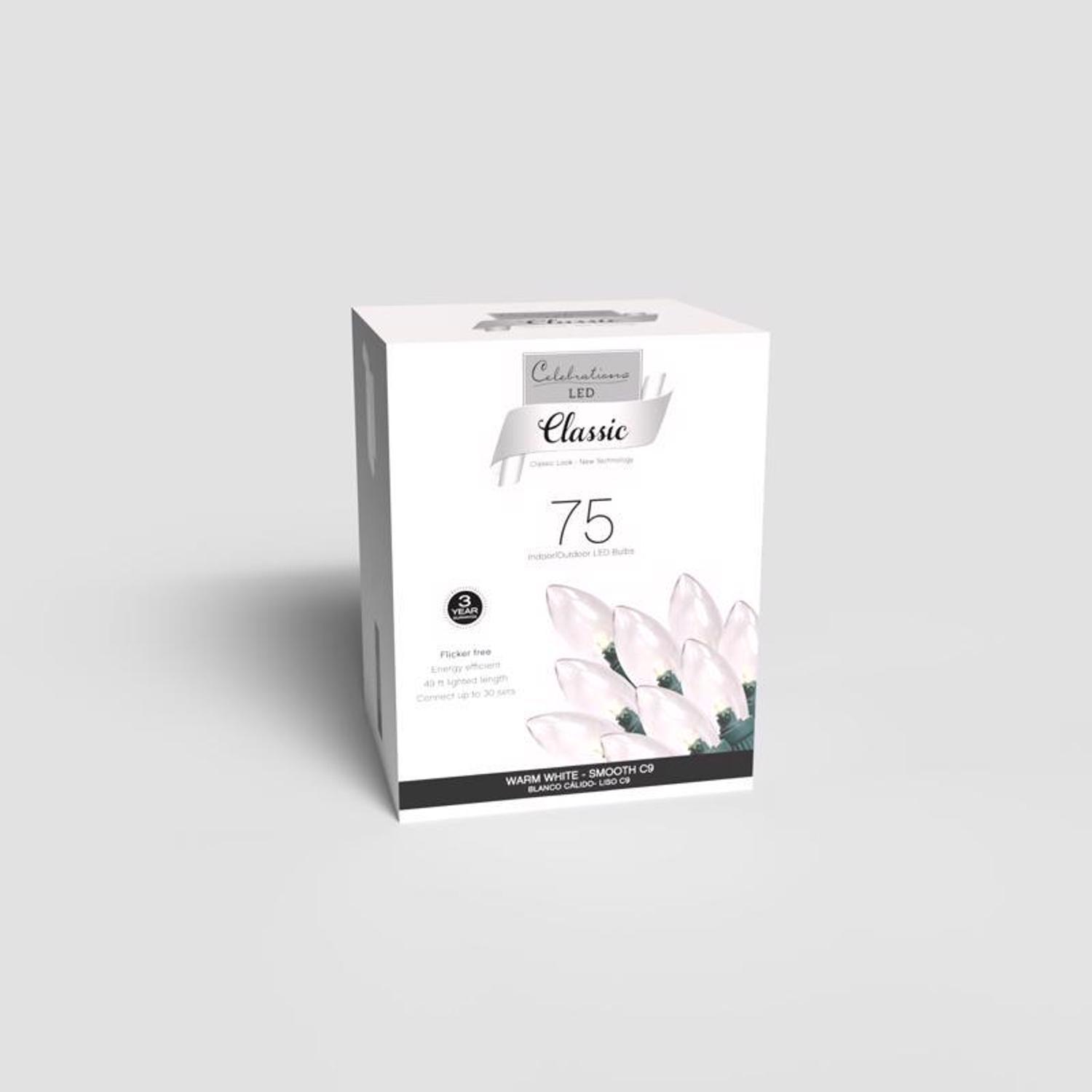 Celebrations Classic LED C9 Warm White 75 ct String Christmas Lights 49 ft.