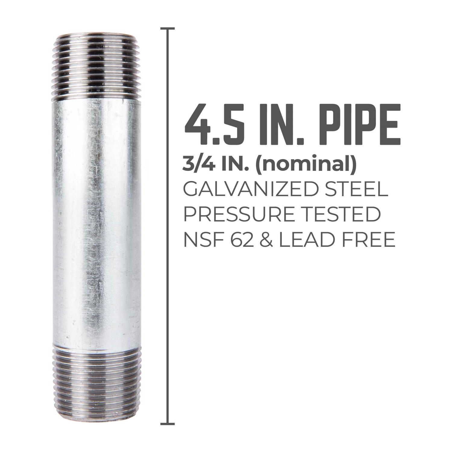 STZ Industries 3/4 in. MIP each X 3/4 in. D MIP Galvanized Steel 4-1/2 in. L Nipple