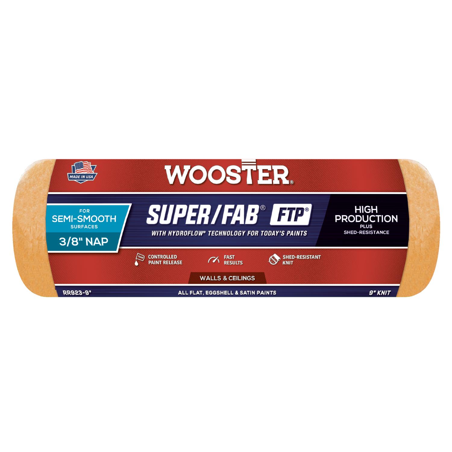 Wooster Super/Fab Fabric 9 in. W X 3/8 in. Paint Roller Cover 1 pk