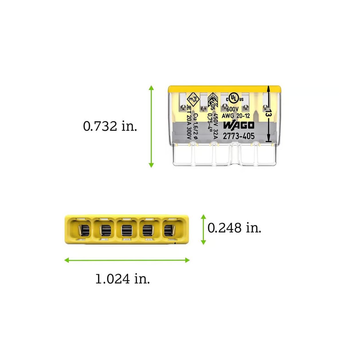 Wago 5 Port Push-In Wire Connector 10 Pack