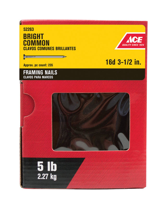 Ace Round 3-1/2 in. L Common Nail Smooth Bright Steel 5 lb.