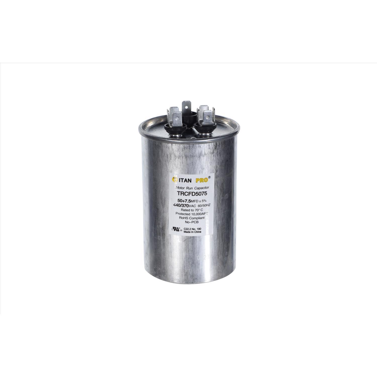 Titan Pro 50+7.5 MFD 440 V Round Run Capacitor