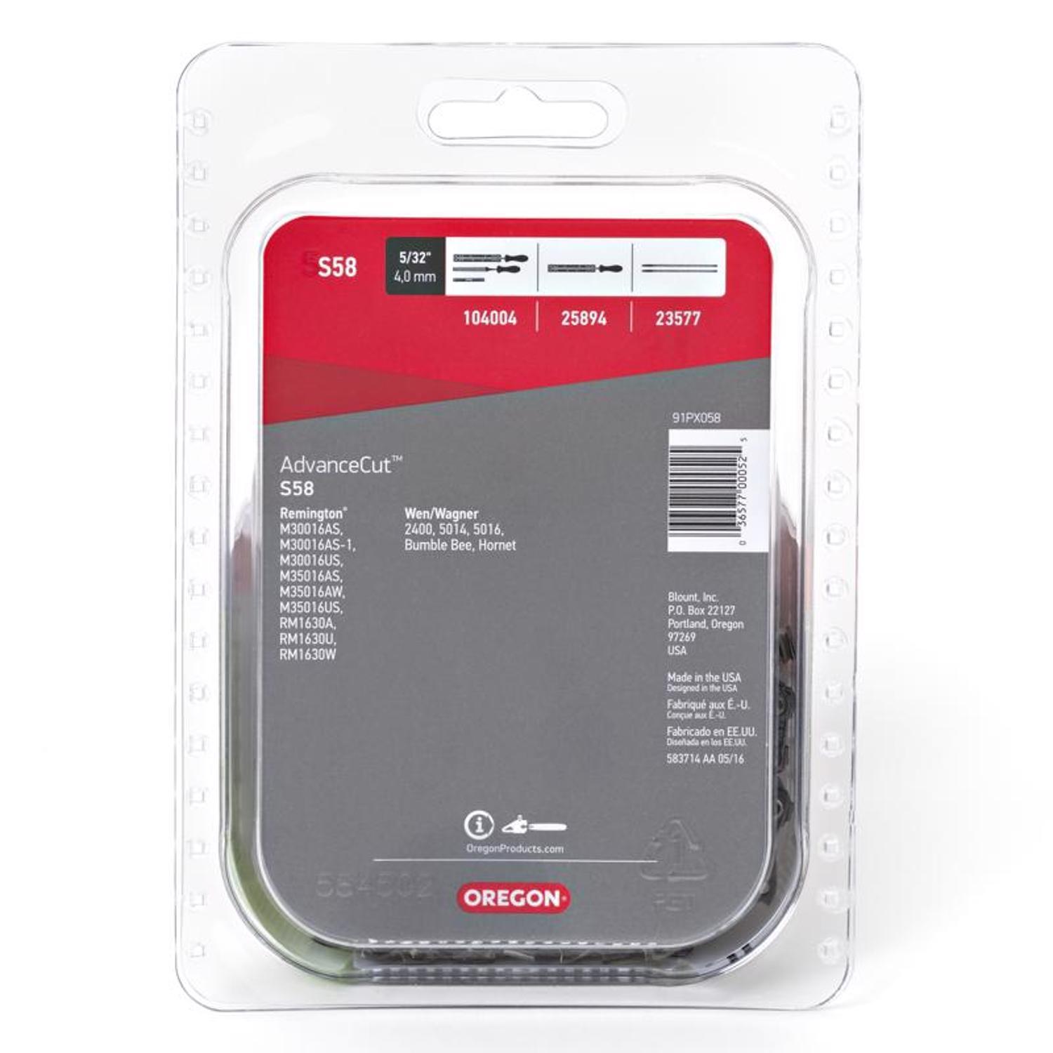 Oregon AdvanceCut S58 16 in. Chainsaw Chain 58 links