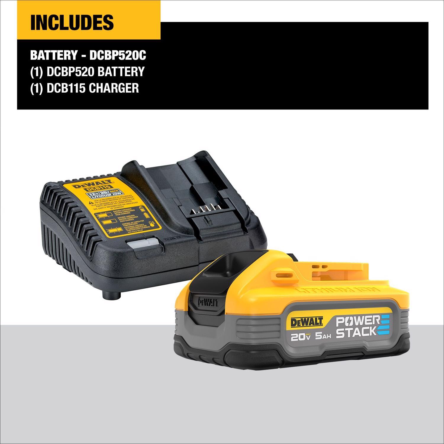 DeWalt 20V MAX POWERSTACK DCBP520C 5 Ah Lithium-Ion Battery and Charger Starter Kit
