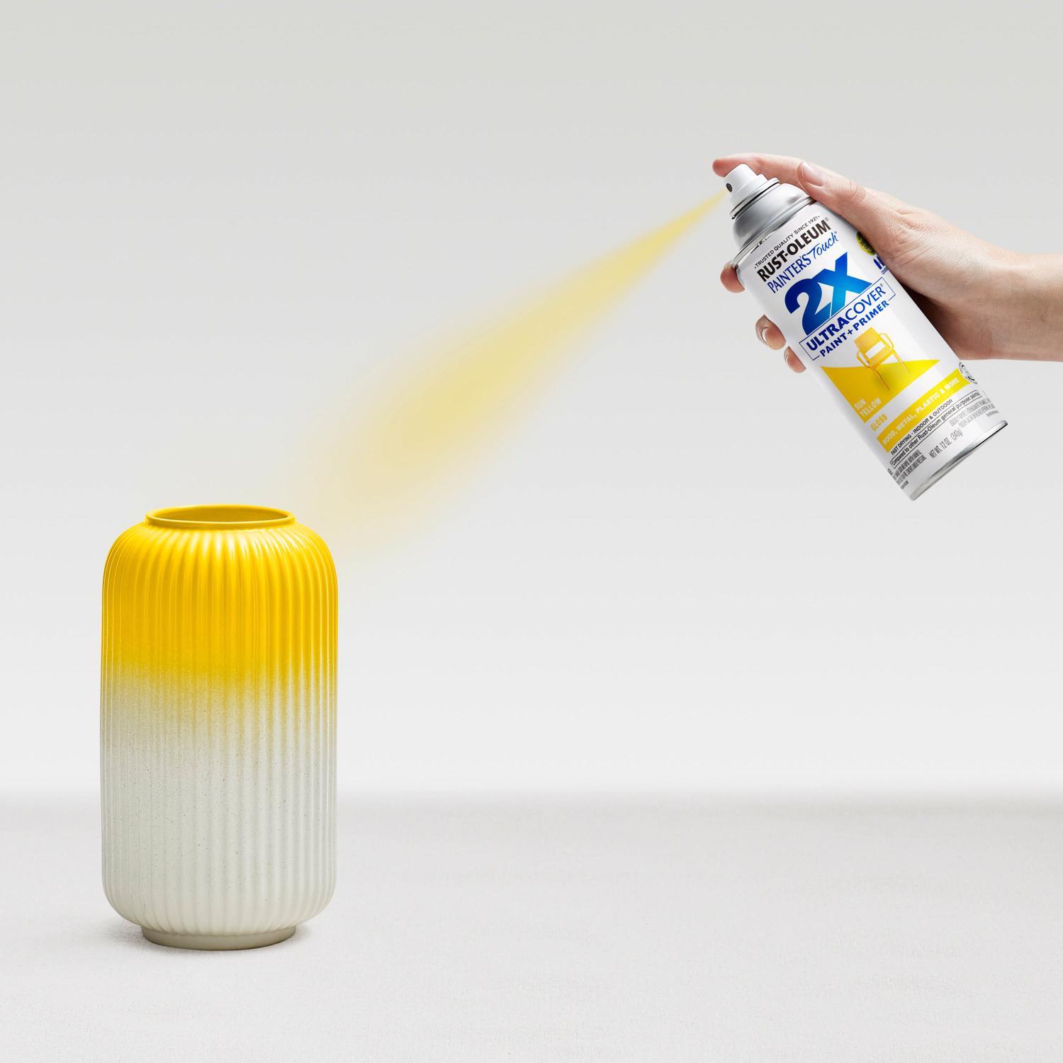 Rust-Oleum Painter's Touch 2X Ultra Cover Gloss Sun Yellow Paint+Primer Spray Paint 12 oz