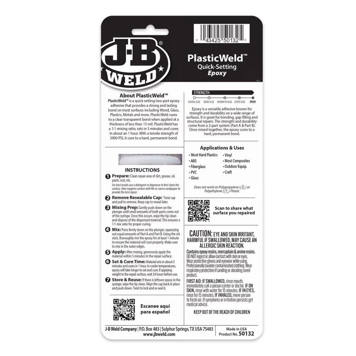 J-B Weld Plastic Weld High Strength Automotive Epoxy Gel 0.85 oz.