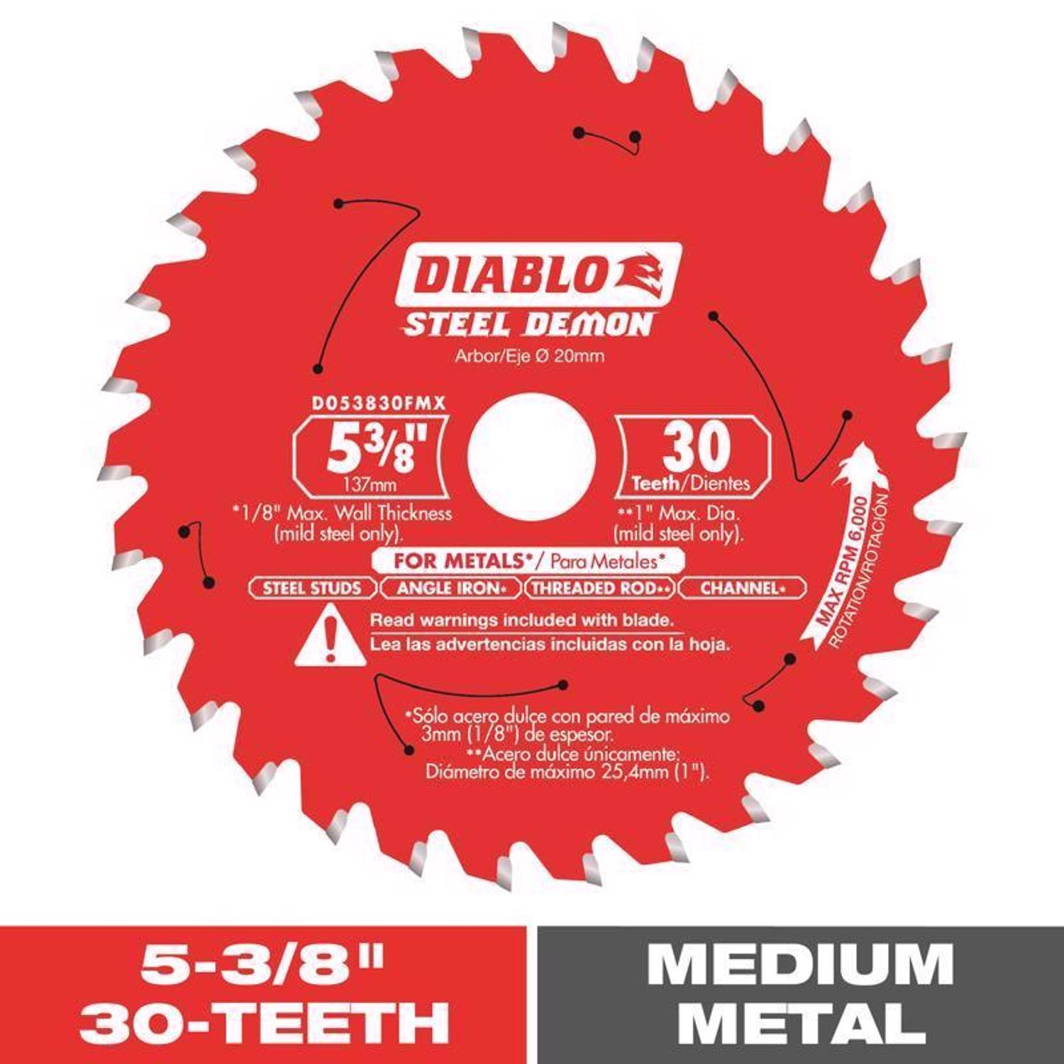 Diablo Steel Demon 5-3/8 in. D X 20 mm TiCo Hi-Density Carbide Metal Saw Blade 30 teeth 1 pk