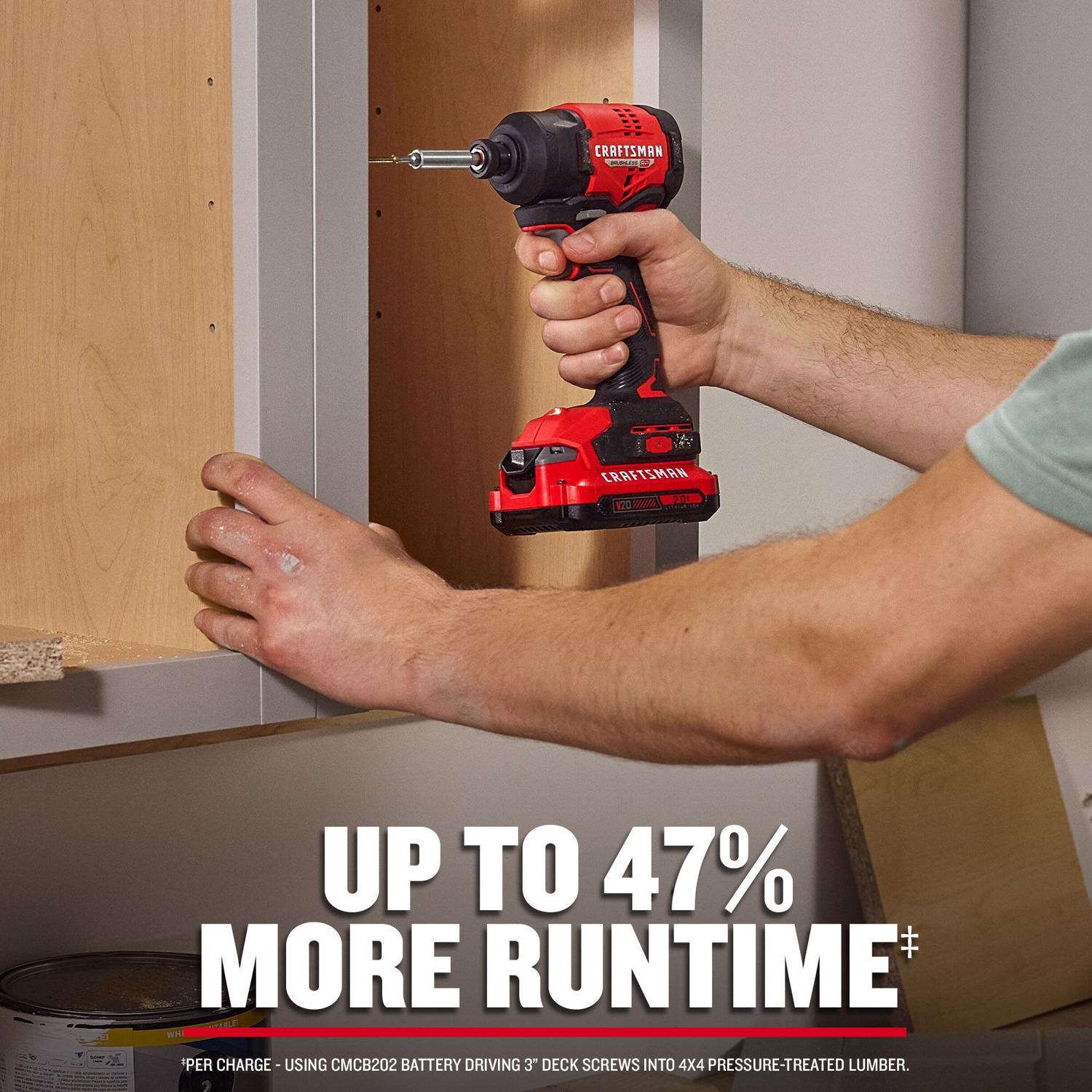 CRAFTSMAN V20 Brushless RP 1/4 in. Cordless Brushless Impact Driver Kit (Battery & Charger)
