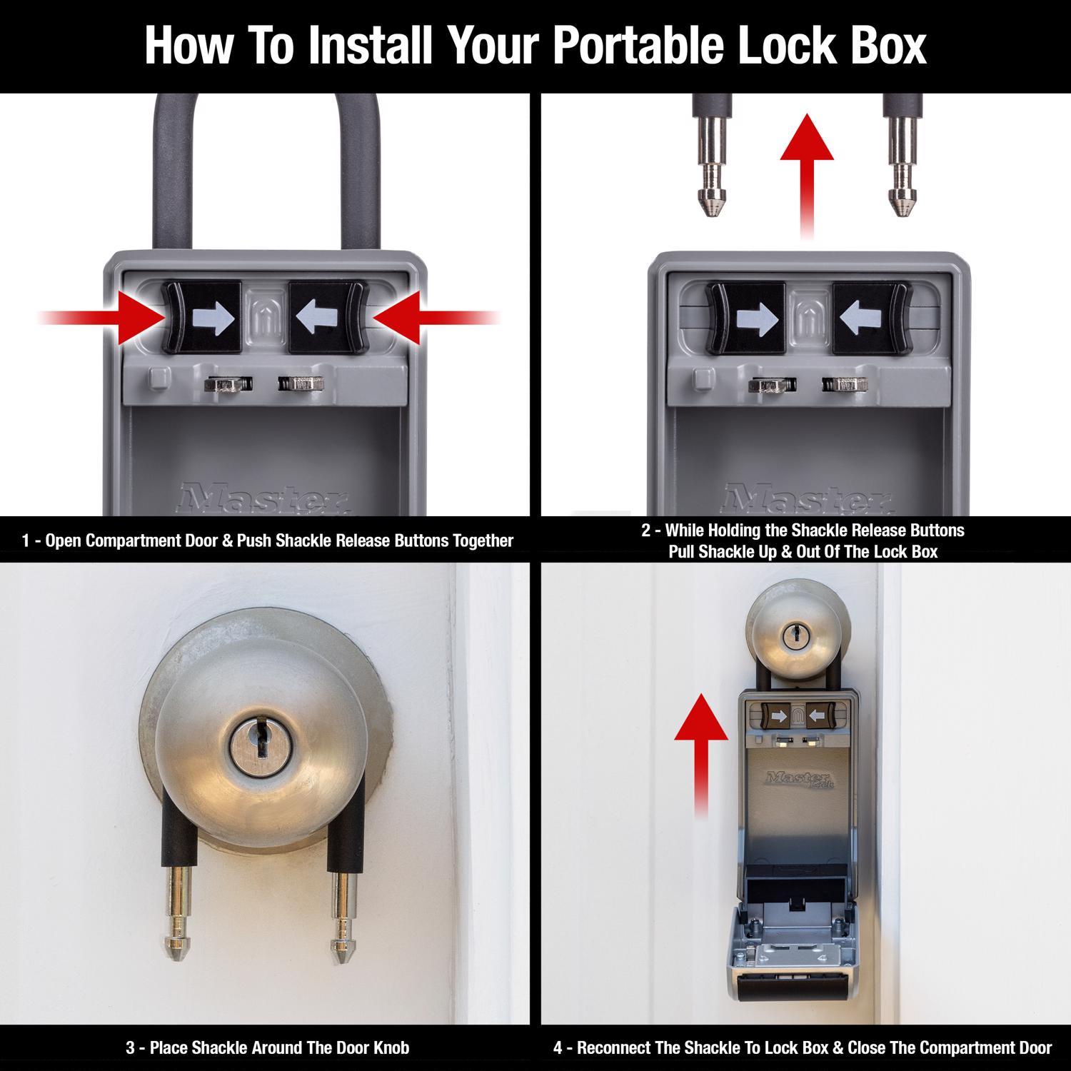 Master lock 5.4 in. H X 3 in. W X 5 in. L Metal 4-Digit Combination Lock Box