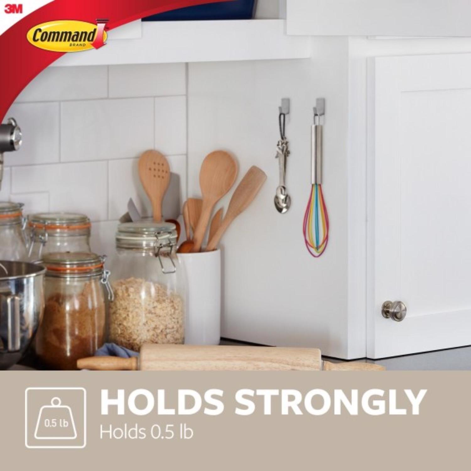 3M Command Stainless Steel Metal Small Hook 0.5 lb. cap. 4 pk