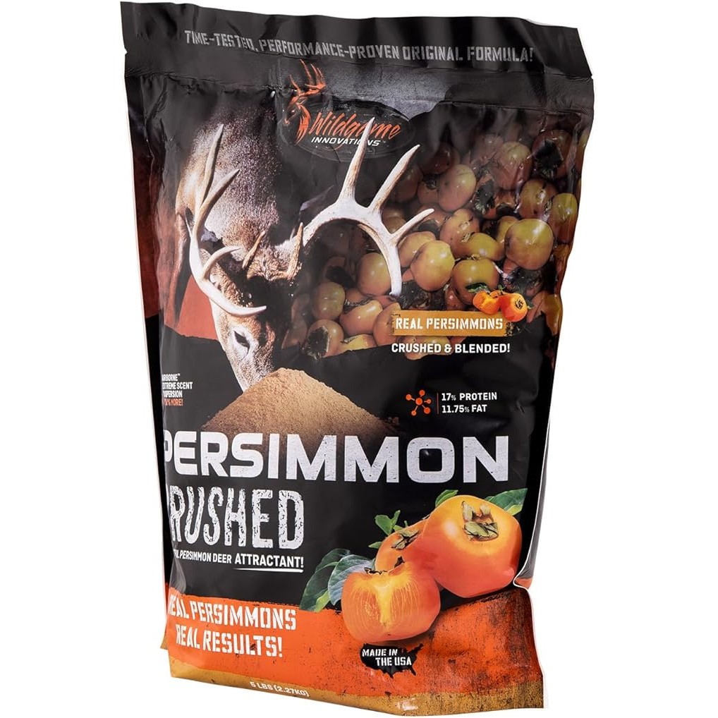 Wildgame Innovations Persimmon Crushed Deer Attractant, 5lb Bag | Powerful Nutritious Long-Lasting Airborne Hunting Attractant with Real Persimmons