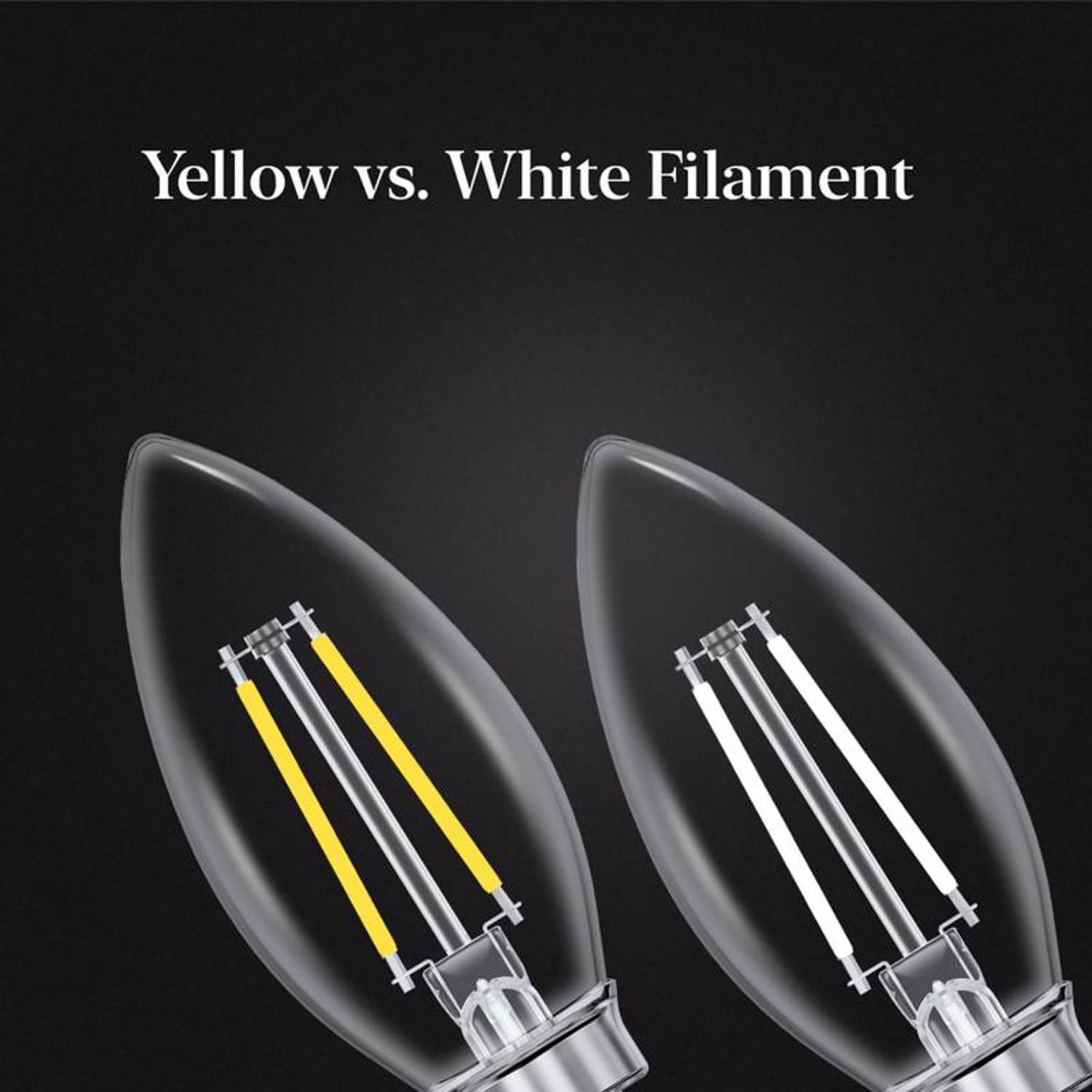 Feit White Filament B10 E12 (Candelabra) Filament LED Bulb Daylight 100 Watt Equivalence 2 pk