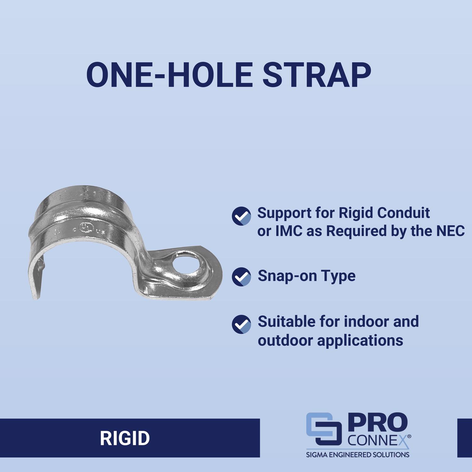 Sigma Engineered Solutions ProConnex 1/2 in. D Zinc-Plated Steel 1 Hole Strap 50 pk
