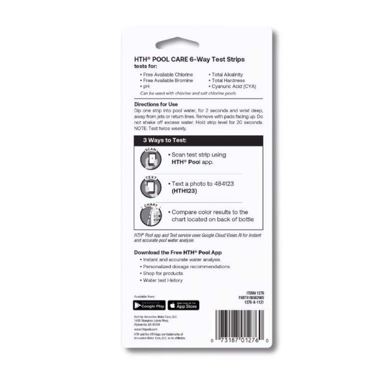 HTH Pool Care Strips 6-Way Test Strips 1 bottle