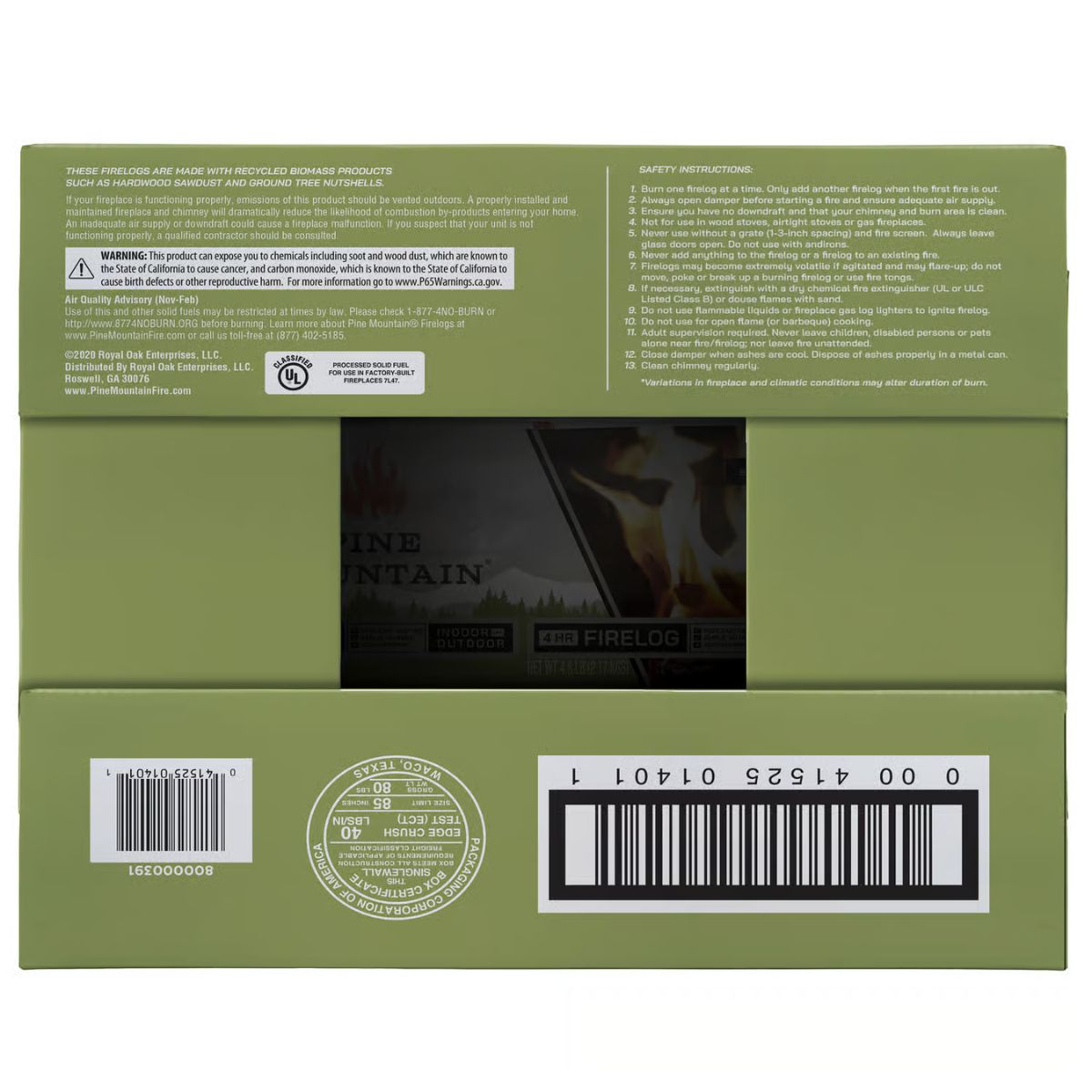 Pine Mountain Fire Log 4 hr 6 pk