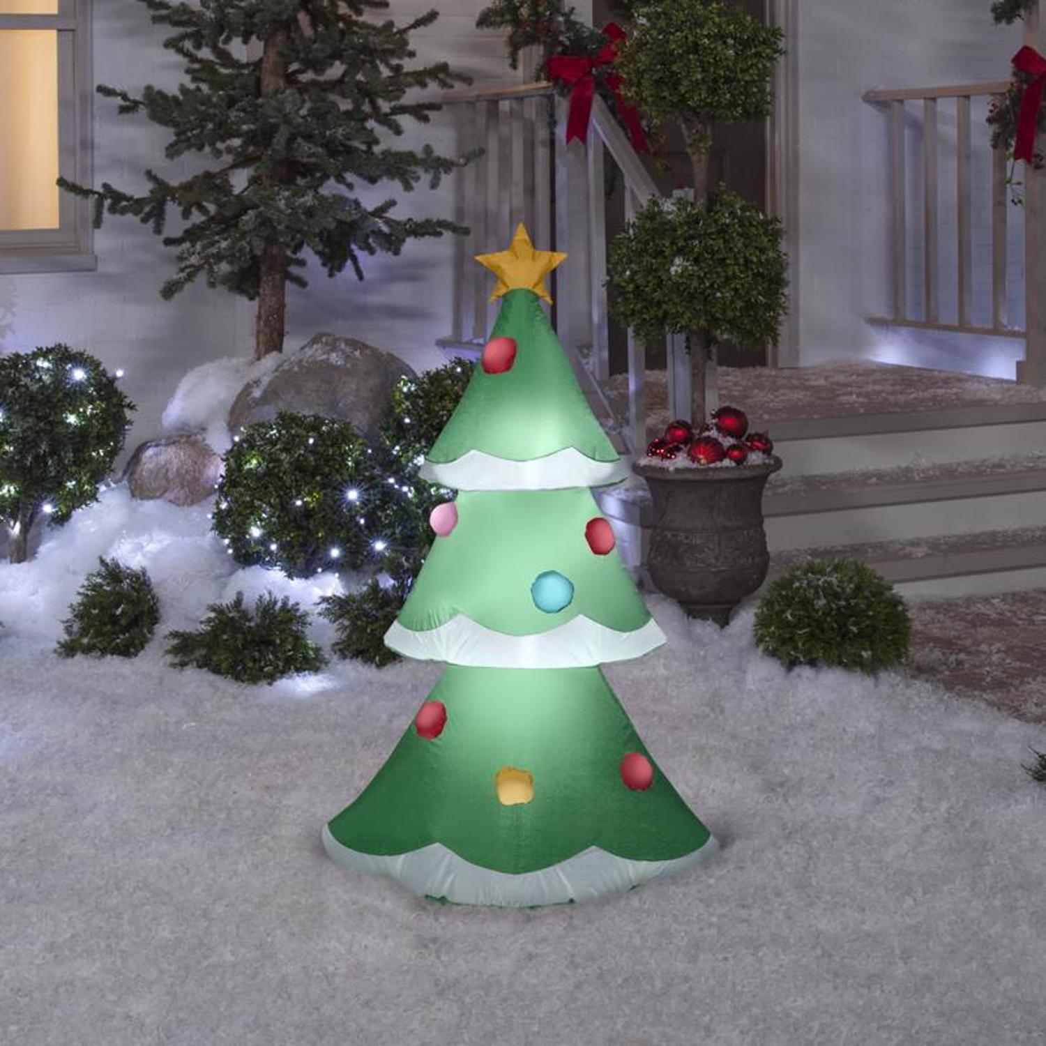 Gemmy Airblown Inflatable Christmas Tree with Snowy Layers 48 in. Inflatable