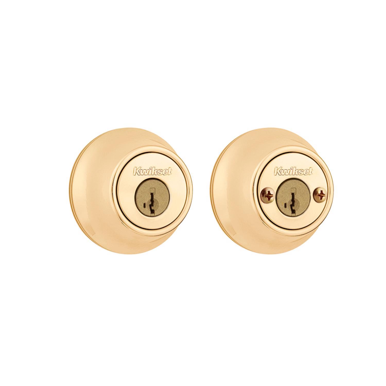 Kwikset SmartKey Security Polished Brass Metal Double Cylinder Deadbolt