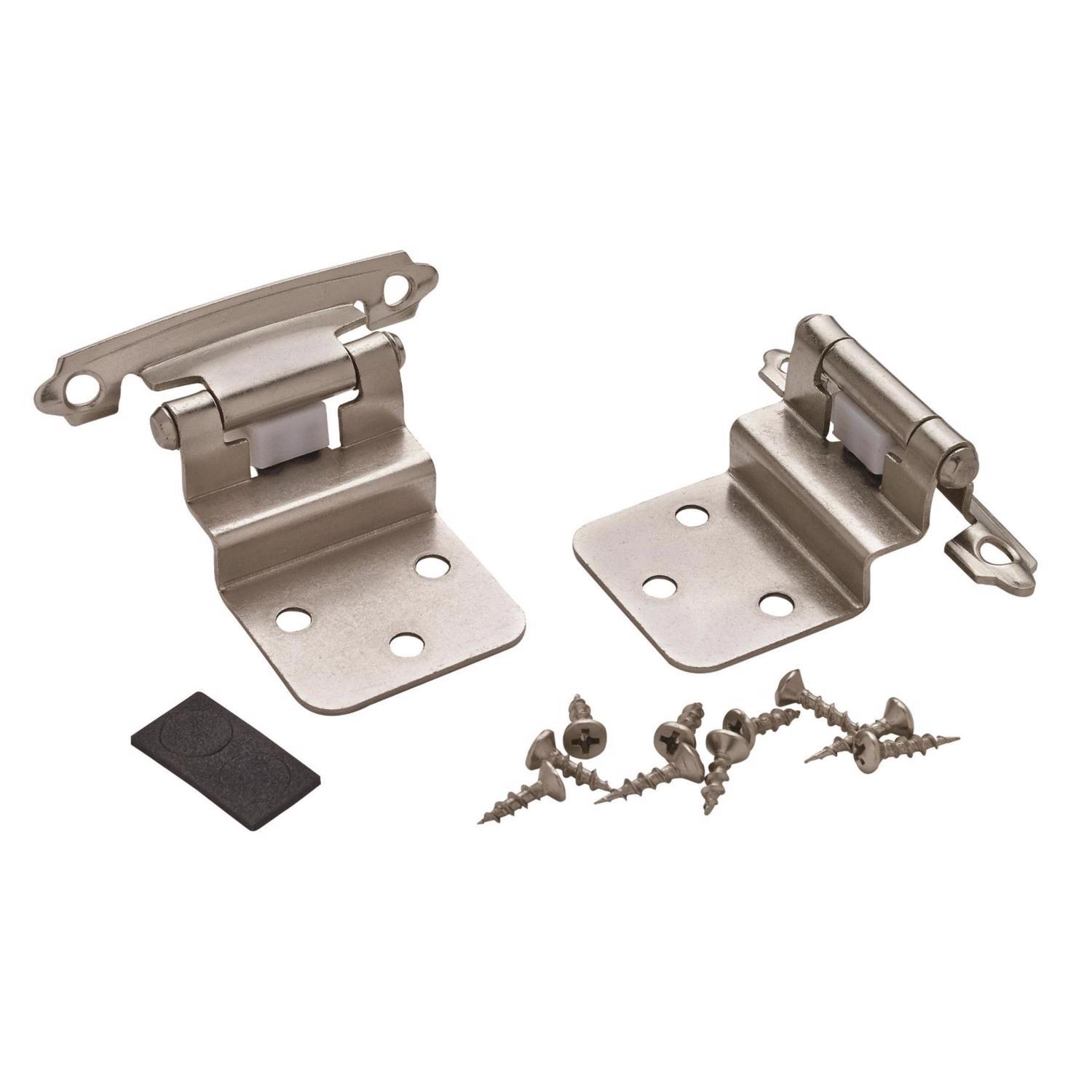 Amerock 2 in. W X 2-3/4 in. L Satin Nickel Steel Self-Closing Hinge 2 pk