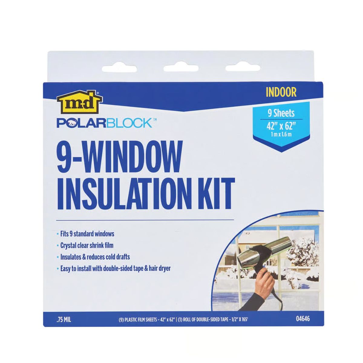 M-D Building Products Polar Block Indoor Window Shrink Film 42 in. L x 62 in. W 9 sheets