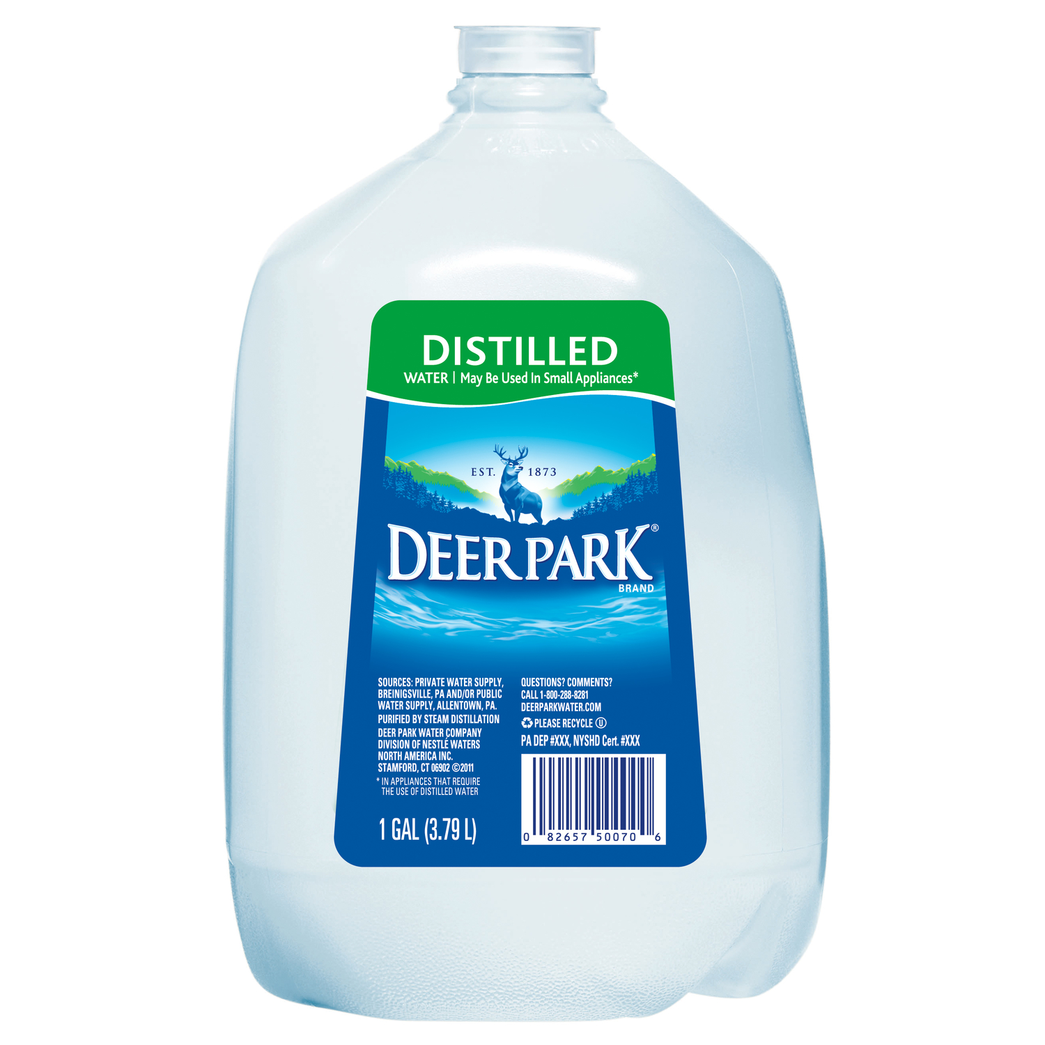 Nestle Waters Deer Park Distilled Bottled Water 1 gal 1 pk