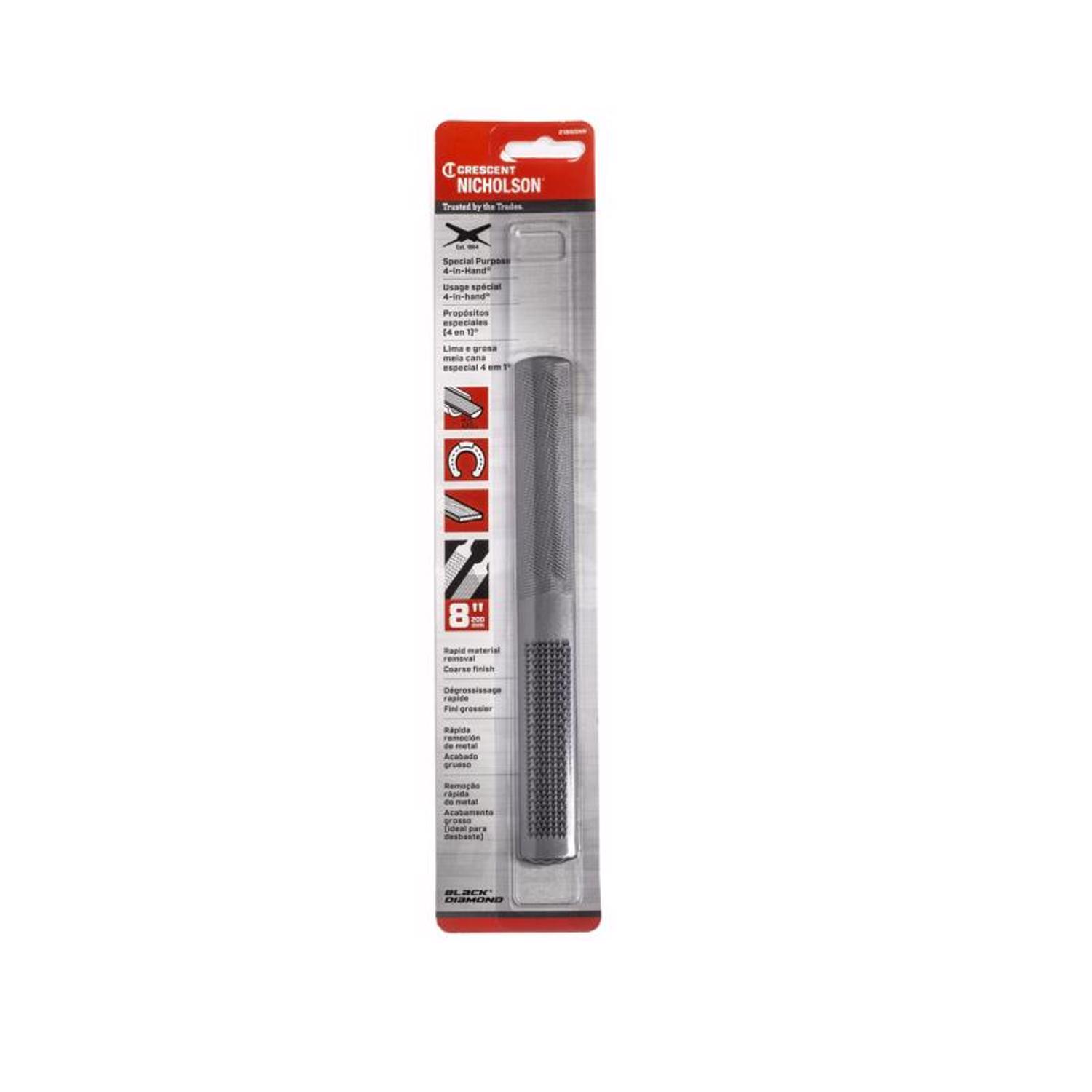 Crescent Nicholson 8 in. L X 2.5 in. W Steel Assorted 4-in-1 Hand Rasp and File 1 pc
