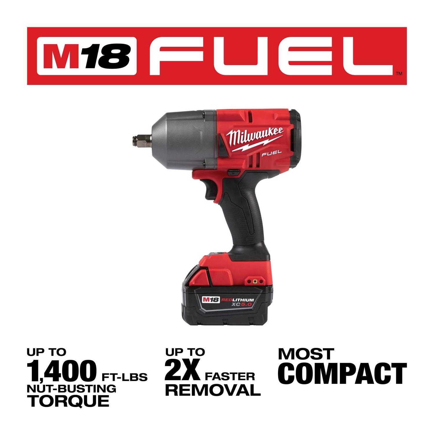 Milwaukee M18 FUEL 18 V 1/2 in. Cordless Brushless Impact Wrench Kit (Battery & Charger)