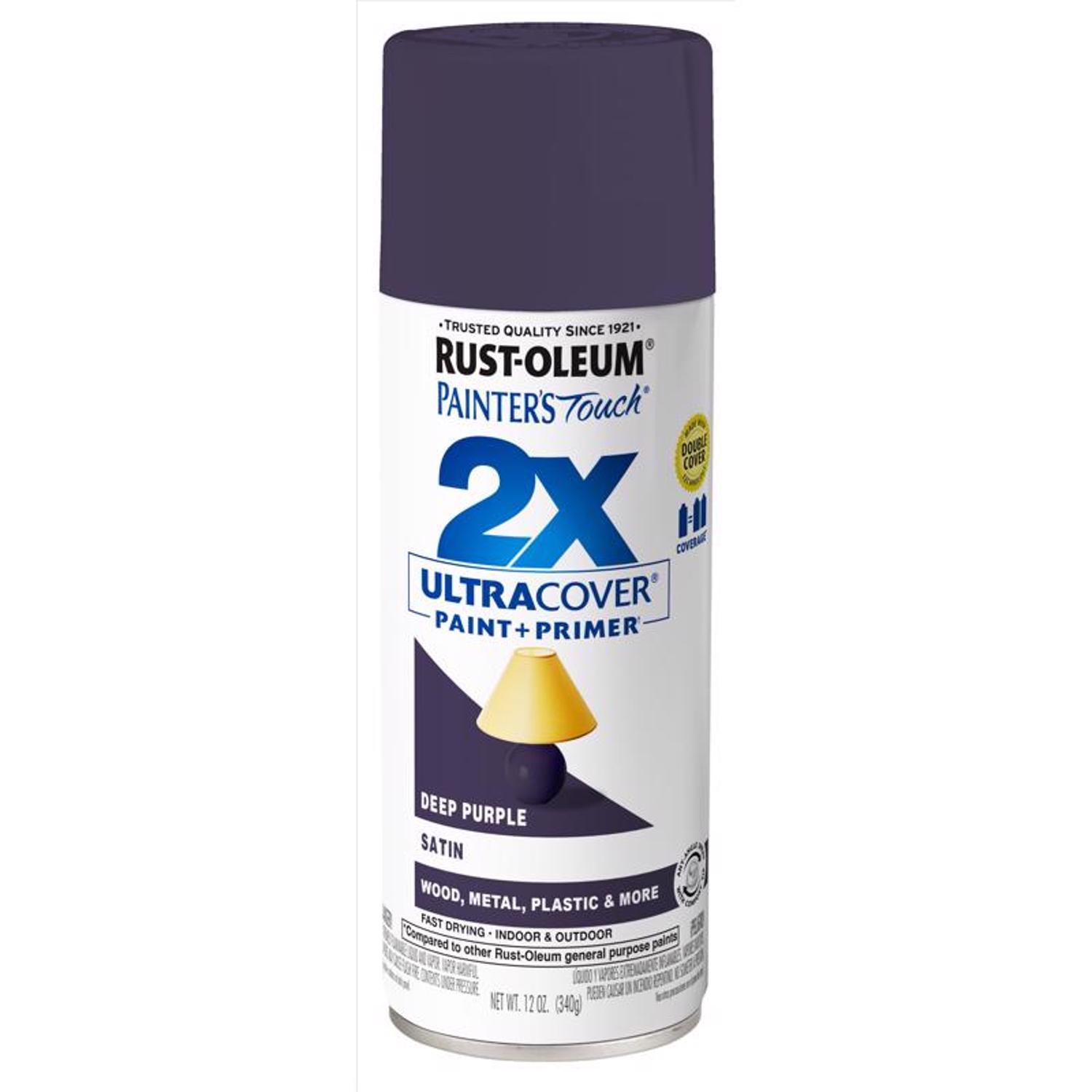 Rust-Oleum Painter's Touch Satin Deep Purple Paint+Primer Spray Paint 12 oz.