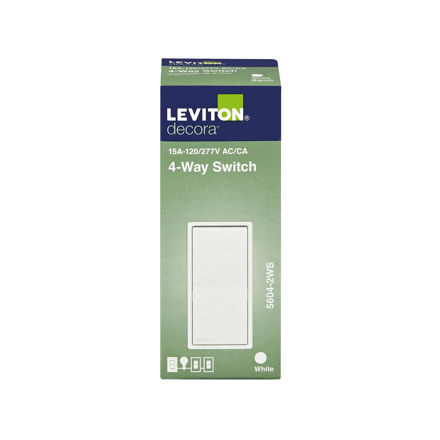 Leviton Decora 15 amps Four Pole 4-Way / Rocker Switch White 1 pk