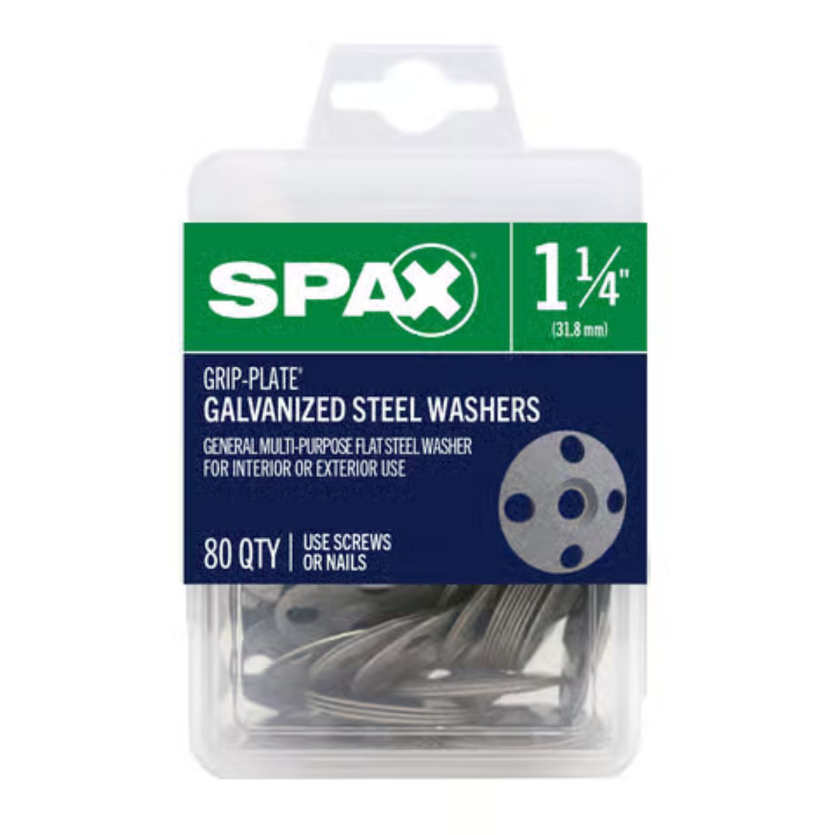 SPAX Grip-Plate Galvanized Steel 1-1/4 in. Flat Washer 80 Pack