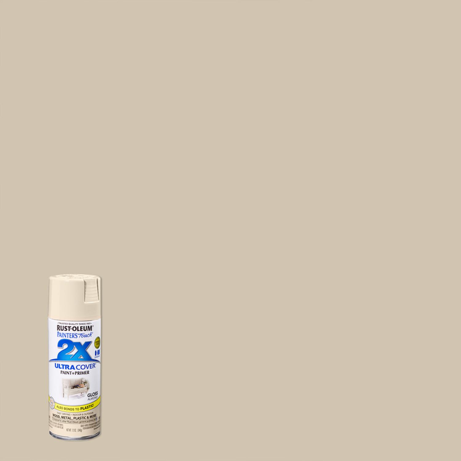 Rust-Oleum Painter's Touch 2X Ultra Cover Gloss Almond Paint+Primer Spray Paint 12 oz