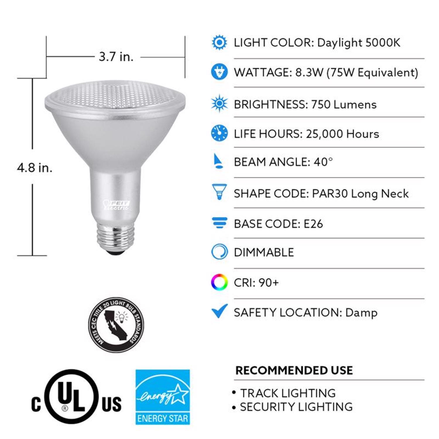 Feit Enhance PAR30 E26 (Medium) LED Bulb Daylight 75 Watt Equivalence 2 pk